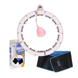 Hula Hop HMS FH06 regulowany z obciążnikiem i licznikiem różowy + pas BR160 w zestawie