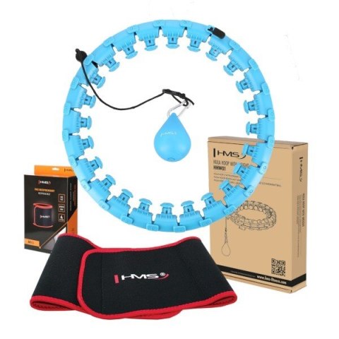 Hula Hop HMS HHW01 z obciążnikiem i wypustkami niebieski + pas BR163 czerwony w zestawie Hula Hop HMS HHW01 z obciążnikiem i wypustkami niebieski + pas BR163 czerwony w zestawie
