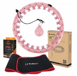 Hula Hop HMS HHW01 z obciążnikiem i wypustkami różowy + pas BR163 czerwony w zestawie