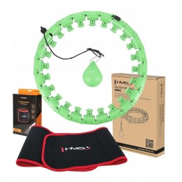 Hula Hop HMS HHW01 z obciążnikiem i wypustkami zielony + pas BR163 czerwony w zestawie