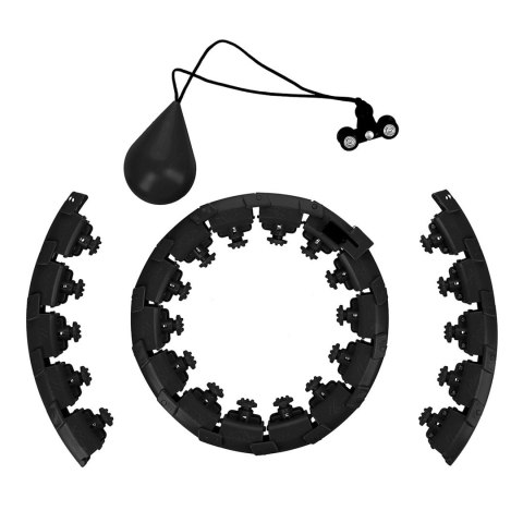 Hula Hop One Fitness OHA01 z obciążnikiem i wypustkami czarny Hula Hop One Fitness OHA01 z obciążnikiem i wypustkami czarny