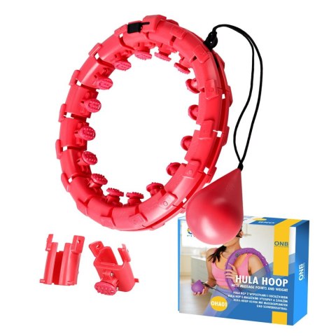 Hula Hop One Fitness OHA01 z obciążnikiem i wypustkami czerwony Hula Hop One Fitness OHA01 z obciążnikiem i wypustkami czerwony