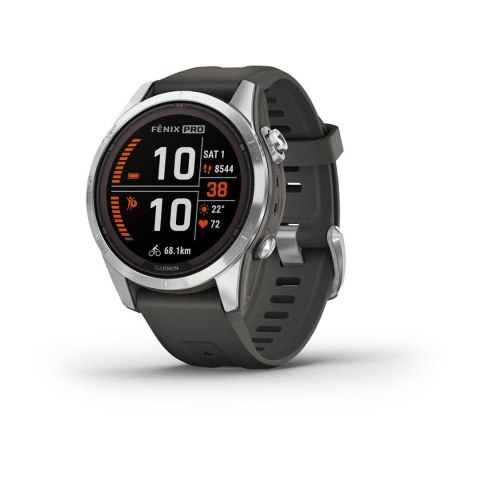 Zegarek sportowy Garmin Fenix 7S Pro Solar Silver SS Grapphite Zegarek sportowy Garmin Fenix 7S Pro Solar Silver SS Grapphite