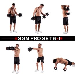 Zestaw ciężarów 6w1 HMS SGN130 (sztanga, sztangielki i kettlebell) 30kg