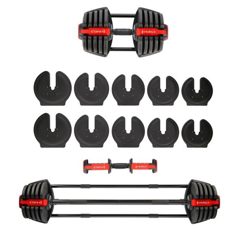 Zestaw regulowanych sztangielek HMS SGR40 PRO SET 2w1 43,5 kg Zestaw regulowanych sztangielek HMS SGR40 PRO SET 2w1 43,5 kg