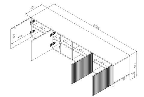 Szafka RTV PAFOS 200x40x52 czarny mat Szafka RTV PAFOS 200x40x52 czarny mat