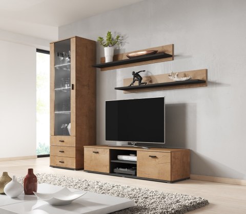 Szafka RTV SOHO 140 dąb lefkas + czarny Szafka RTV SOHO 140 dąb lefkas + czarny