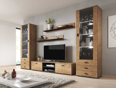 Szafka RTV SOHO 180 dąb lefkas + czarny Szafka RTV SOHO 180 dąb lefkas + czarny
