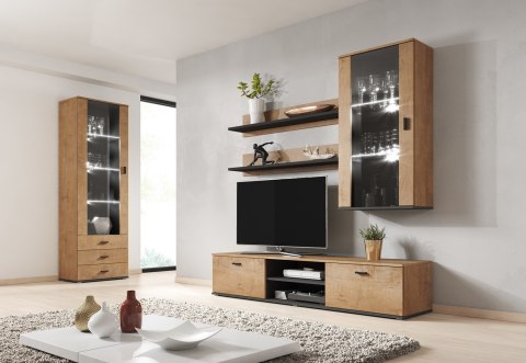 Szafka RTV SOHO 180 dąb lefkas + czarny Szafka RTV SOHO 180 dąb lefkas + czarny