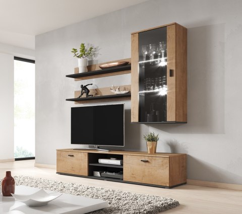 Szafka RTV SOHO 180 dąb lefkas + czarny Szafka RTV SOHO 180 dąb lefkas + czarny