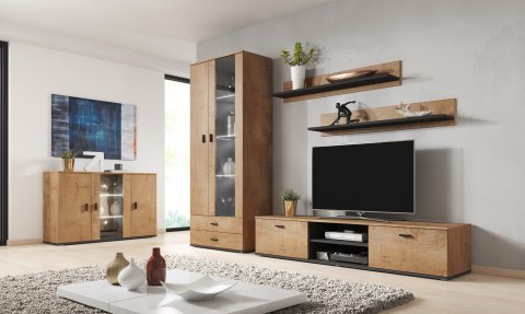 Szafka RTV SOHO 180 dąb lefkas + czarny Szafka RTV SOHO 180 dąb lefkas + czarny