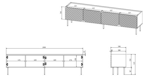 Szafka RTV 4D ONDA 200x40x35-54 czarny (stojąca lub wisząca) Szafka RTV 4D ONDA 200x40x35-54 czarny (stojąca lub wisząca)