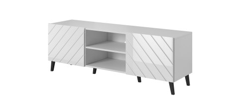Szafka RTV ABETO 150x42x52 biały/biały połysk Szafka RTV ABETO 150x42x52 biały/biały połysk