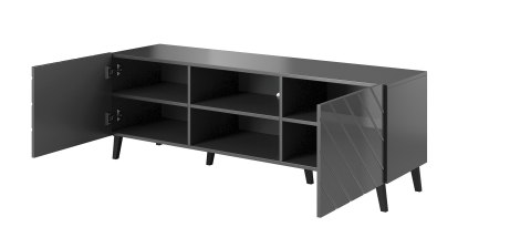 Szafka RTV ABETO 150x42x52 grafit/grafit połysk Szafka RTV ABETO 150x42x52 grafit/grafit połysk