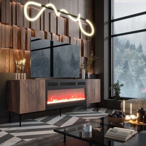 Szafka RTV ART DECO EF + kominek 190,5x40x68,9 orzech Szafka RTV ART DECO EF + kominek 190,5x40x68,9 orzech