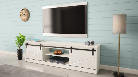 Szafka RTV GRANERO 200x56,7x35 biały/biały połysk Szafka RTV GRANERO 200x56,7x35 biały/biały połysk