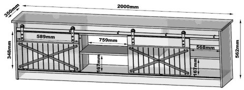 Szafka RTV GRANERO 200x56,7x35 old wood Szafka RTV GRANERO 200x56,7x35 old wood