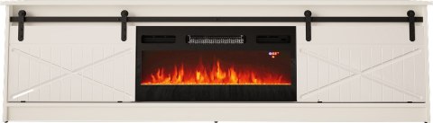 Szafka RTV GRANERO+kominek 200x56,7x35 biały/biały połysk Szafka RTV GRANERO+kominek 200x56,7x35 biały/biały połysk
