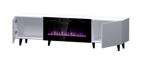 Szafka RTV PAFOS EF z kominkiem elektrycznym 180x42x49 biały mat Szafka RTV PAFOS EF z kominkiem elektrycznym 180x42x49 biały mat