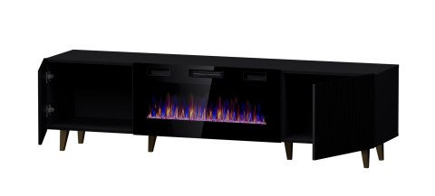 Szafka RTV PAFOS EF z kominkiem elektrycznym 180x42x49 czarny mat Szafka RTV PAFOS EF z kominkiem elektrycznym 180x42x49 czarny mat