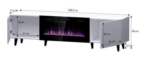 Szafka RTV PAFOS EF z kominkiem elektrycznym 180x42x49 czarny mat Szafka RTV PAFOS EF z kominkiem elektrycznym 180x42x49 czarny mat