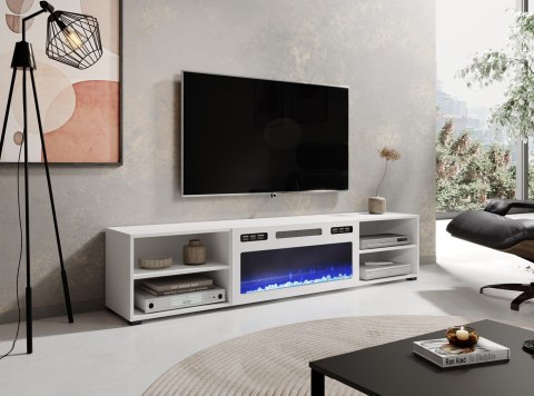 Szafka RTV POLO 180x33x39 biały + kominek biały Szafka RTV POLO 180x33x39 biały + kominek biały
