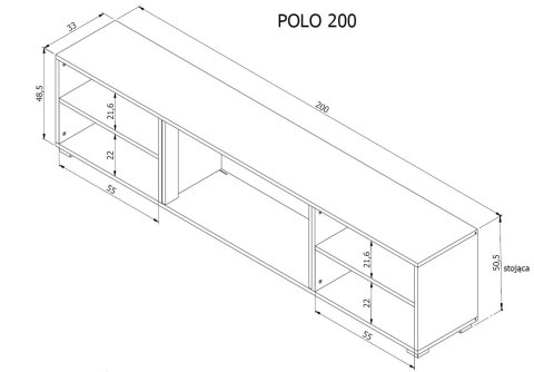 Szafka RTV POLO 180x33x39 biały + kominek biały Szafka RTV POLO 180x33x39 biały + kominek biały
