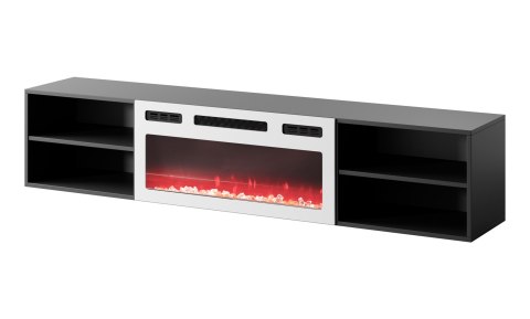 Szafka RTV POLO 180x33x39 czarny + kominek biały Szafka RTV POLO 180x33x39 czarny + kominek biały
