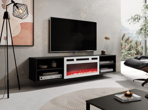 Szafka RTV POLO 180x33x39 czarny + kominek biały Szafka RTV POLO 180x33x39 czarny + kominek biały