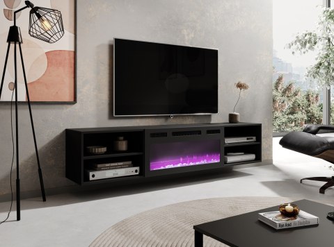 Szafka RTV POLO 180x33x39 czarny + kominek czarny Szafka RTV POLO 180x33x39 czarny + kominek czarny