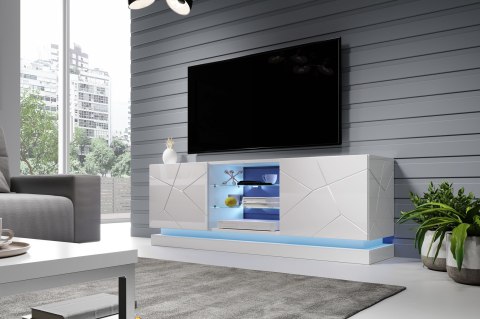 Szafka RTV QIU 160 MDF biały połysk/ biały połysk Szafka RTV QIU 160 MDF biały połysk/ biały połysk