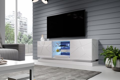 Szafka RTV QIU 160 MDF biały połysk/ biały połysk Szafka RTV QIU 160 MDF biały połysk/ biały połysk