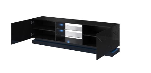 Szafka RTV QIU 200 MDF czarny połysk/czarny połysk Szafka RTV QIU 200 MDF czarny połysk/czarny połysk