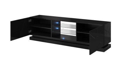 Szafka RTV QIU 200 MDF czarny połysk/czarny połysk Szafka RTV QIU 200 MDF czarny połysk/czarny połysk