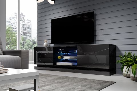 Szafka RTV QIU 200 MDF czarny połysk/czarny połysk Szafka RTV QIU 200 MDF czarny połysk/czarny połysk