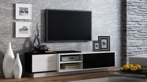 Szafka RTV SIGMA1 180 biały/czarny połysk Szafka RTV SIGMA1 180 biały/czarny połysk