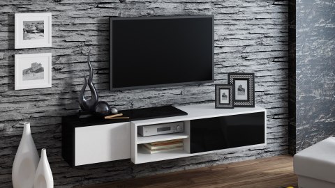 Szafka RTV SIGMA1 180 biały/czarny połysk Szafka RTV SIGMA1 180 biały/czarny połysk