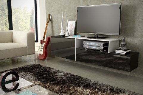 Szafka RTV SIGMA3 180 czarny/czarny połysk + biały Szafka RTV SIGMA3 180 czarny/czarny połysk + biały