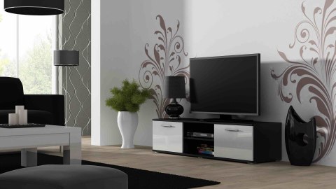 Szafka RTV SOHO 140 czarny/ biały połysk Szafka RTV SOHO 140 czarny/ biały połysk