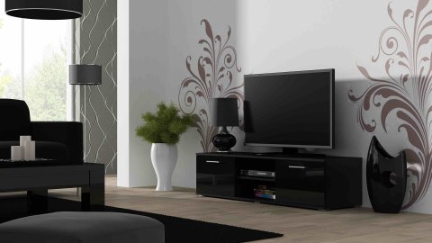 Szafka RTV SOHO 140 czarny/ czarny połysk Szafka RTV SOHO 140 czarny/ czarny połysk