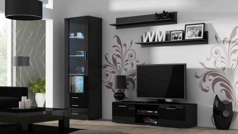 Szafka RTV SOHO 140 czarny/ czarny połysk Szafka RTV SOHO 140 czarny/ czarny połysk
