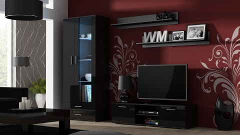 Szafka RTV SOHO 140 czarny/ czarny połysk Szafka RTV SOHO 140 czarny/ czarny połysk