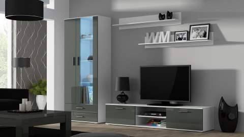 Szafka RTV SOHO 180 biały/ szary połysk Szafka RTV SOHO 180 biały/ szary połysk