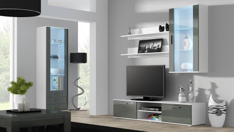 Szafka RTV SOHO 180 biały/ szary połysk Szafka RTV SOHO 180 biały/ szary połysk