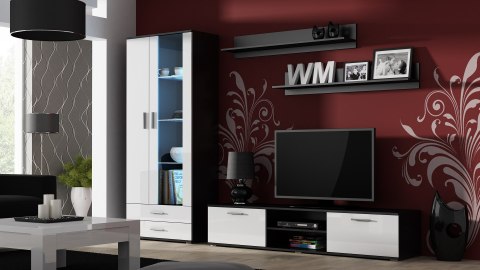 Szafka RTV SOHO 180 czarny/ biały połysk Szafka RTV SOHO 180 czarny/ biały połysk