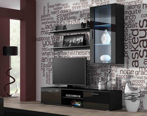 Szafka RTV SOHO 180 czarny/ czarny połysk Szafka RTV SOHO 180 czarny/ czarny połysk