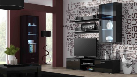 Szafka RTV SOHO 180 czarny/ czarny połysk Szafka RTV SOHO 180 czarny/ czarny połysk
