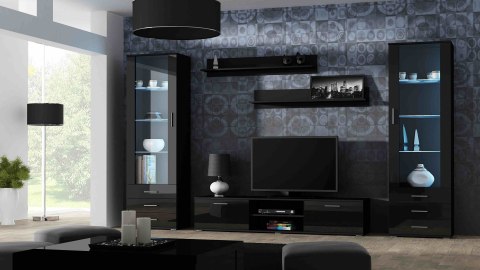 Szafka RTV SOHO 180 czarny/ czarny połysk Szafka RTV SOHO 180 czarny/ czarny połysk
