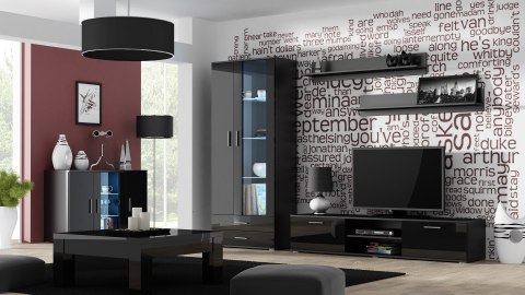 Szafka RTV SOHO 180 czarny/ czarny połysk Szafka RTV SOHO 180 czarny/ czarny połysk