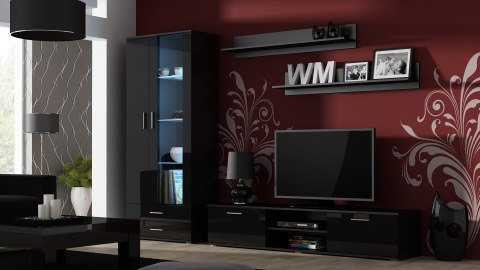 Szafka RTV SOHO 180 czarny/ czarny połysk Szafka RTV SOHO 180 czarny/ czarny połysk